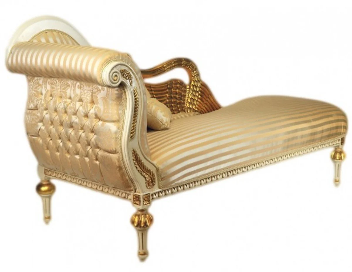 Baroque luxury chaise longue antique white / gold - Golden Wings - luxury quality