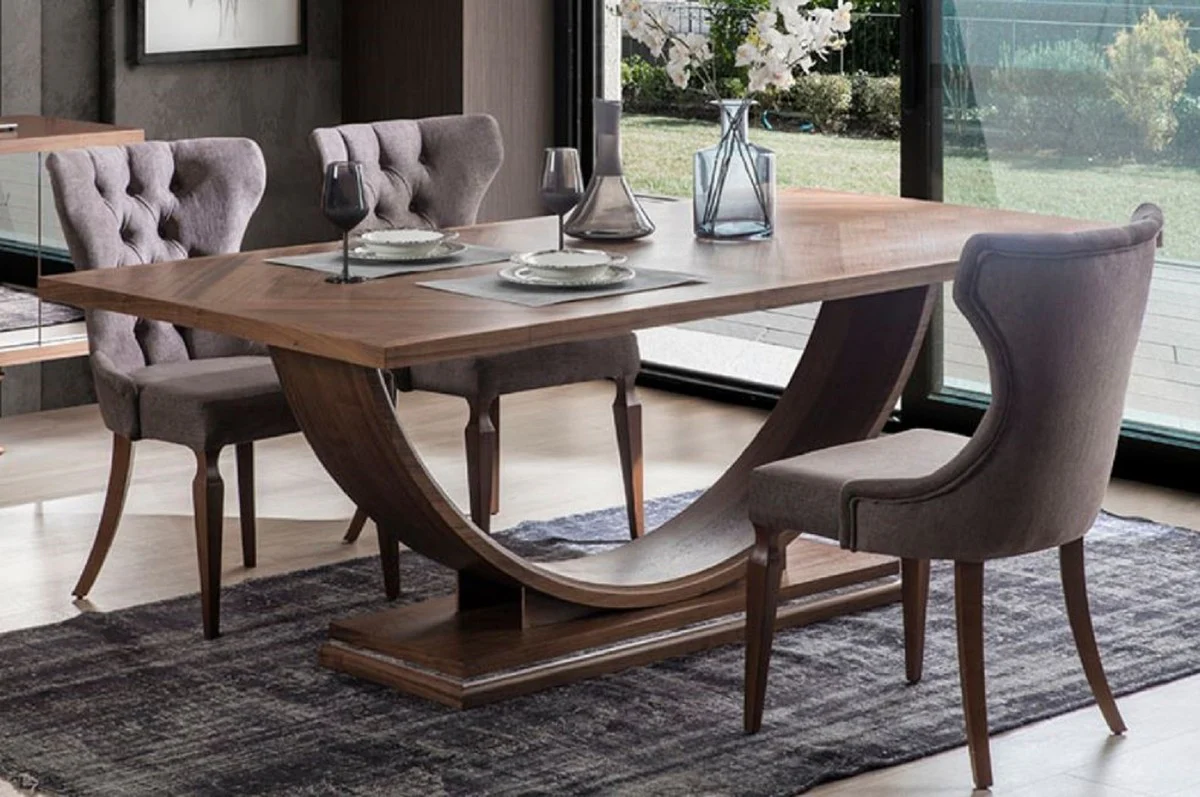 Luxury dining table brown 220 x 103 x H. 76 cm - Modern solid wood kitchen table - Luxury solid wood dining room furniture