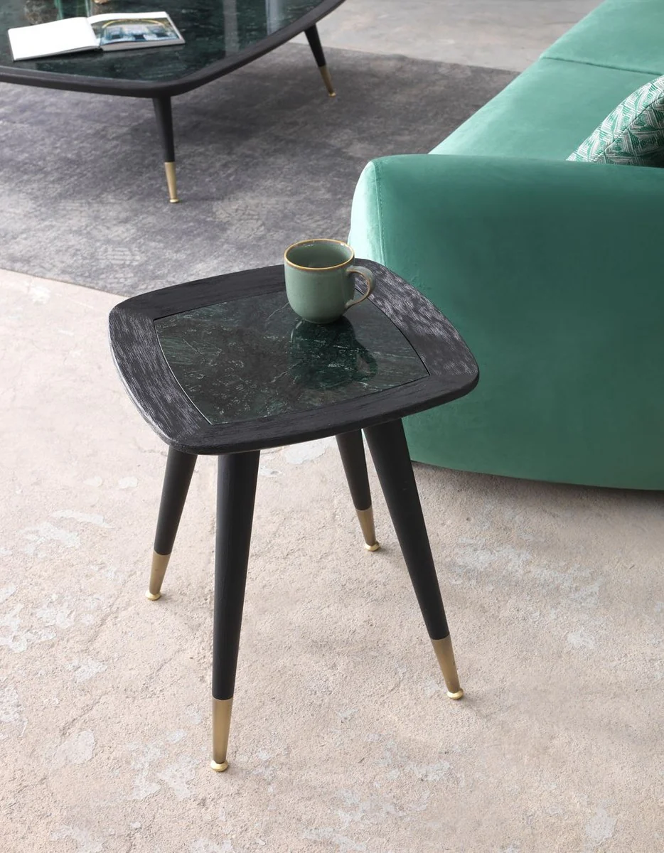 Luxury side table black / green / antique brass 45 x 45 x H. 53 cm - Square table with marble top - Living room furniture - Hotel furniture - Luxury furniture