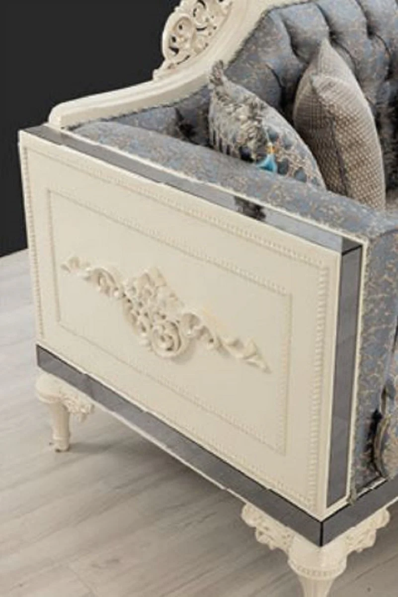 Luxury Baroque Sofa Gray / Beige / White - Magnificent living room sofa with decorative pillows - Baroque living room furniture