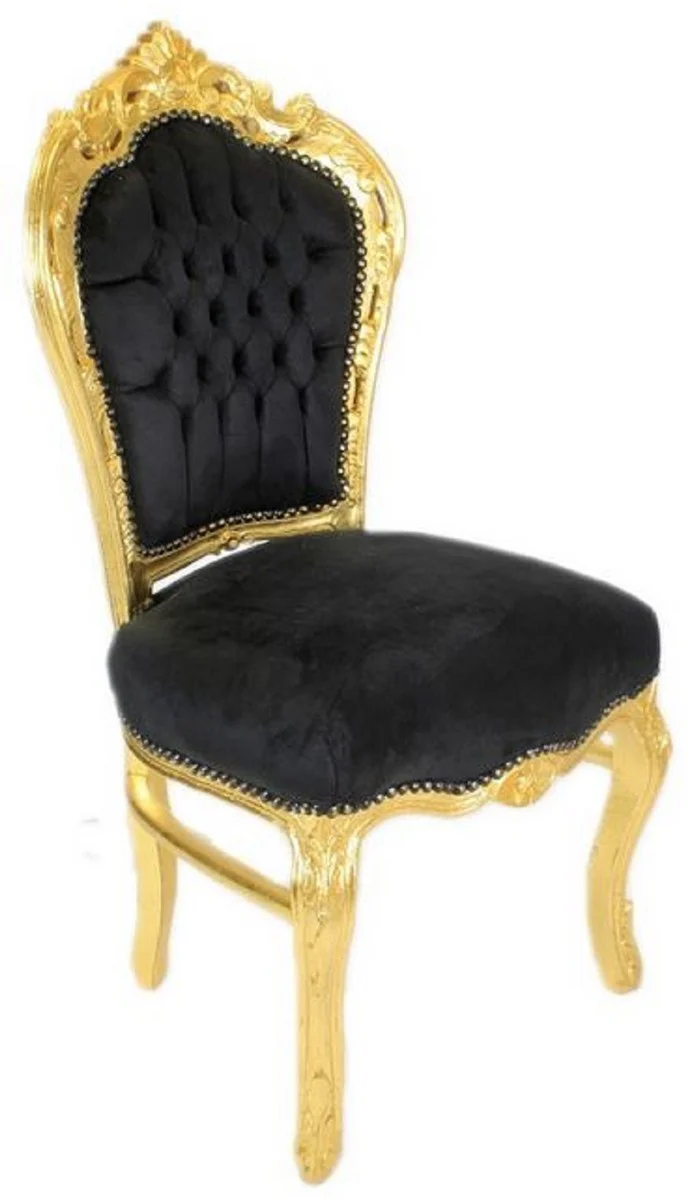 Baroque dining room chair black / gold - handmade antique style chair with elegant velvet fabric - dining room furniture in baroque style - baroque furniture