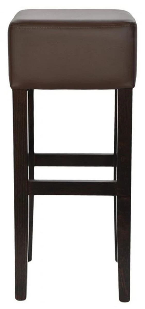 Country house style bar stool brown / black H. 80 cm - upholstered solid wood bar chair