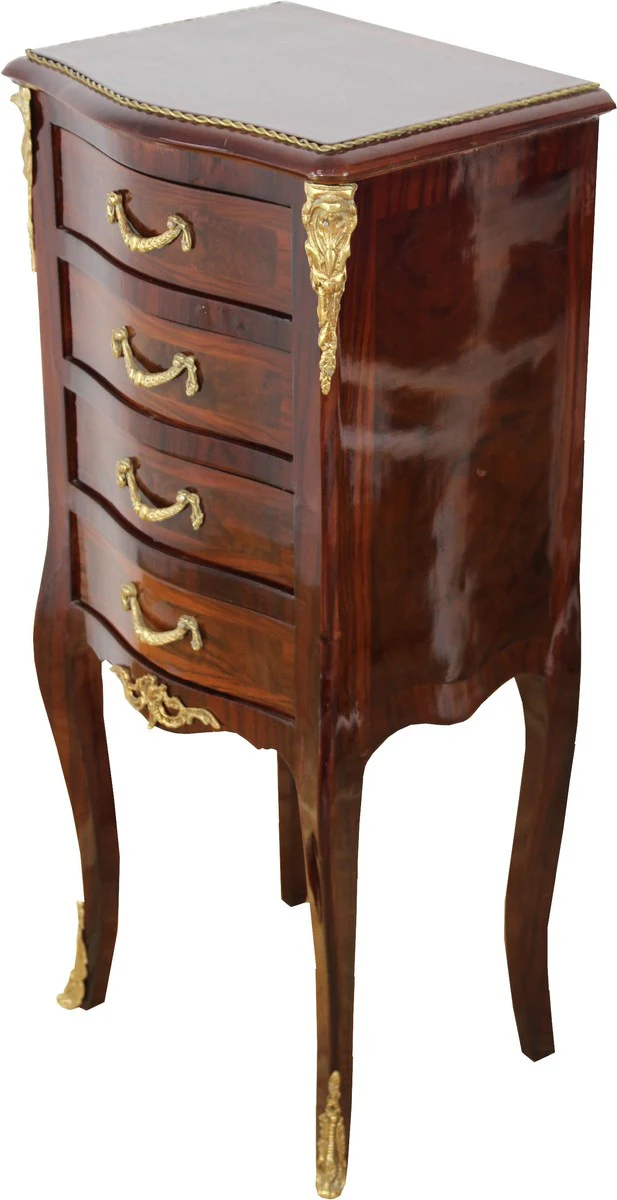 Baroque chest of drawers mahogany inlaid with 4 drawers 80 x 36 x 30 cm - antique style