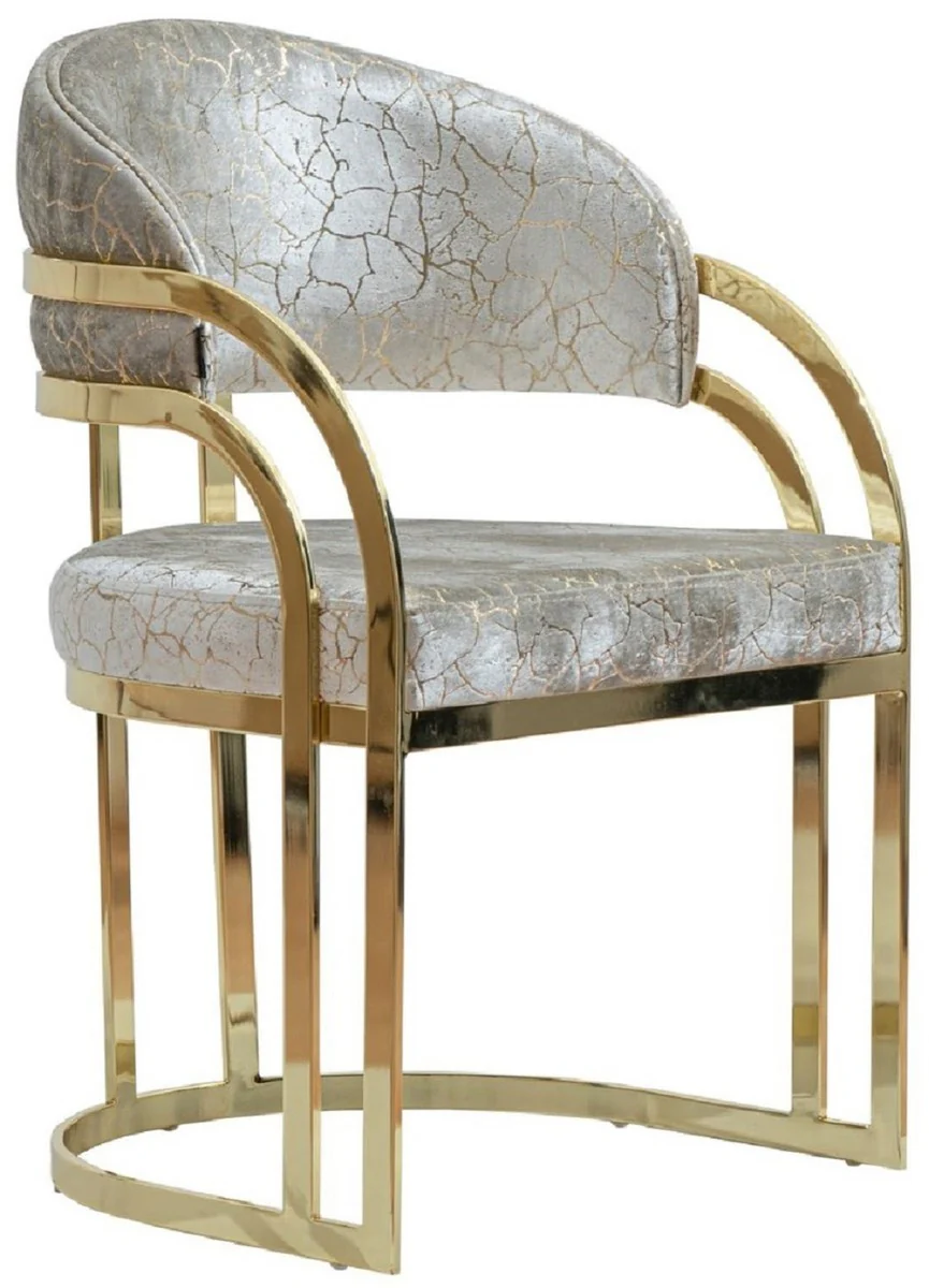 Luxury dining room chair with armrests silver / gold H. 88 cm