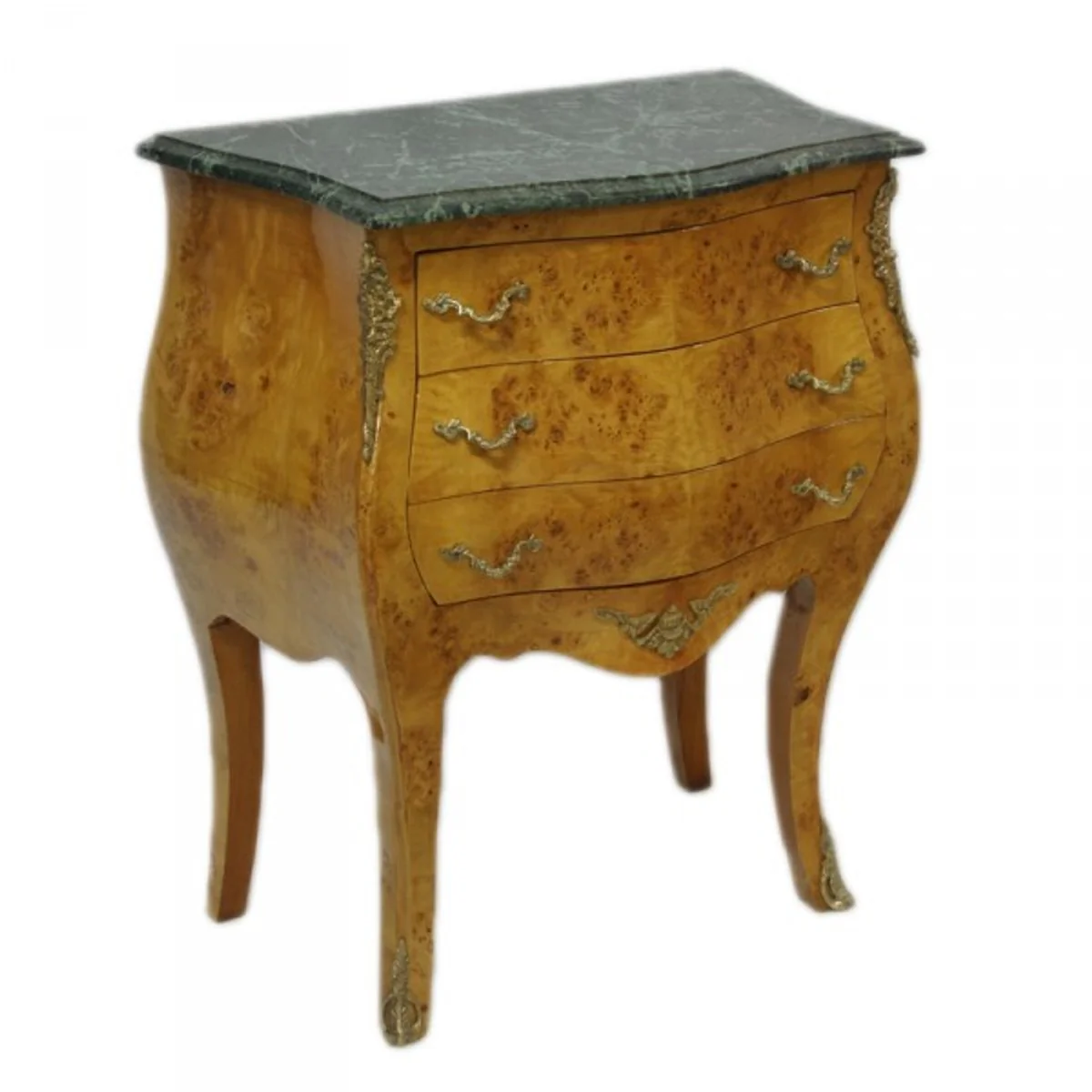 Baroque chest of drawers with marble top made of walnut H 75 cm, W 60 cm - bedside table console