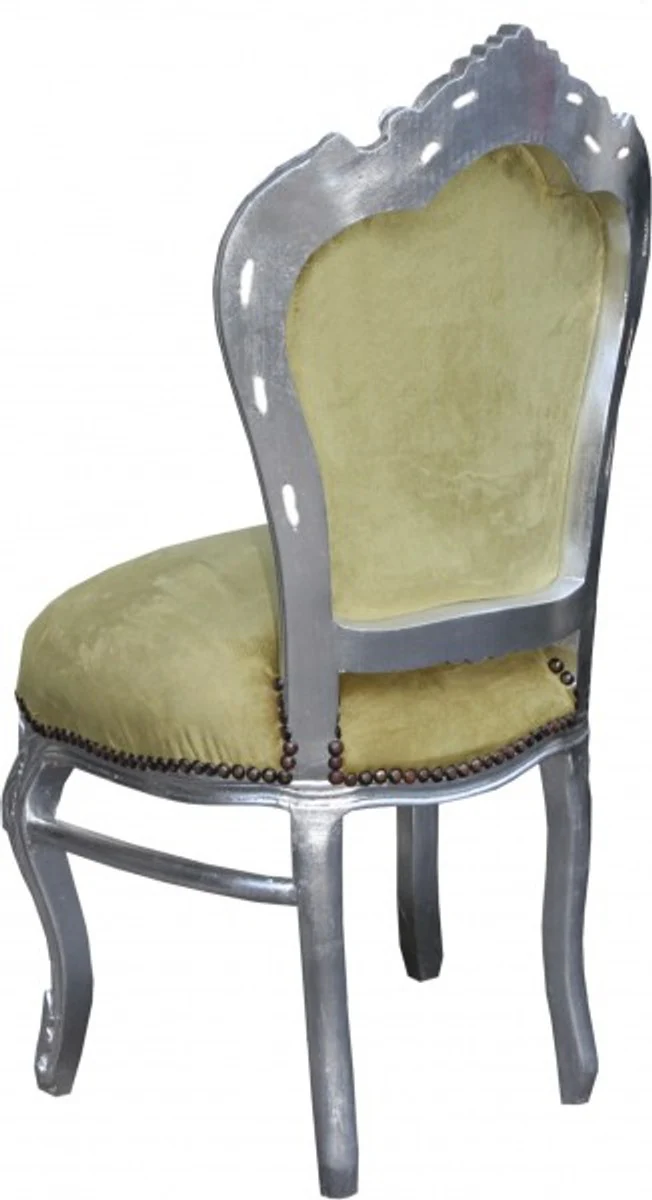 Baroque dining room chair jade green / silver antique look - furniture antique style