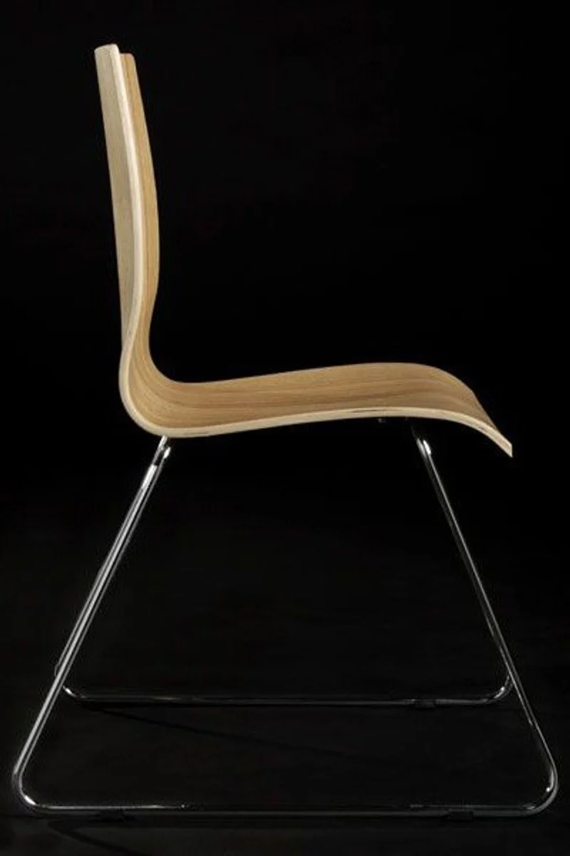 Designer chair natural colors / silver - Modern dining chair with natural wood look - Designer furniture
