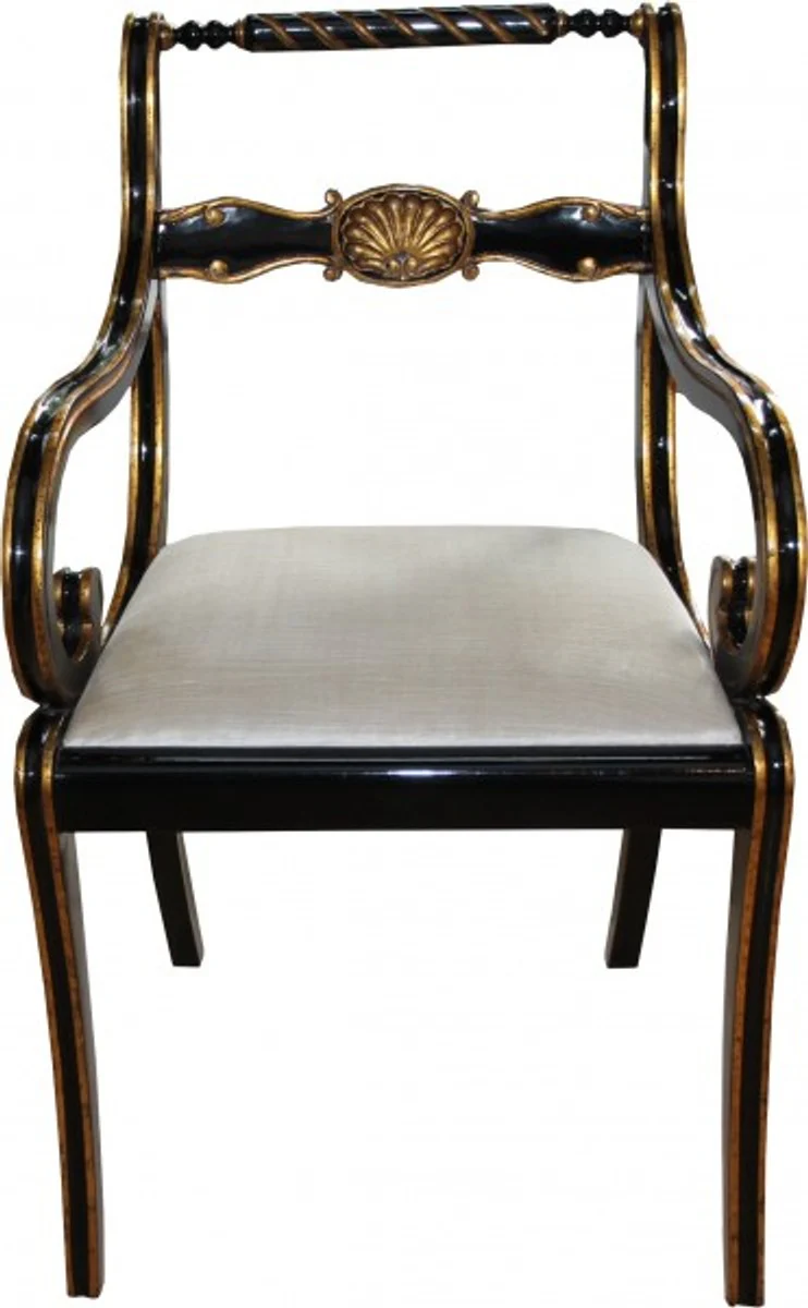 Luxury Baroque Chair with Armrests Black / Gold / Cream - Luxury Desk Chair