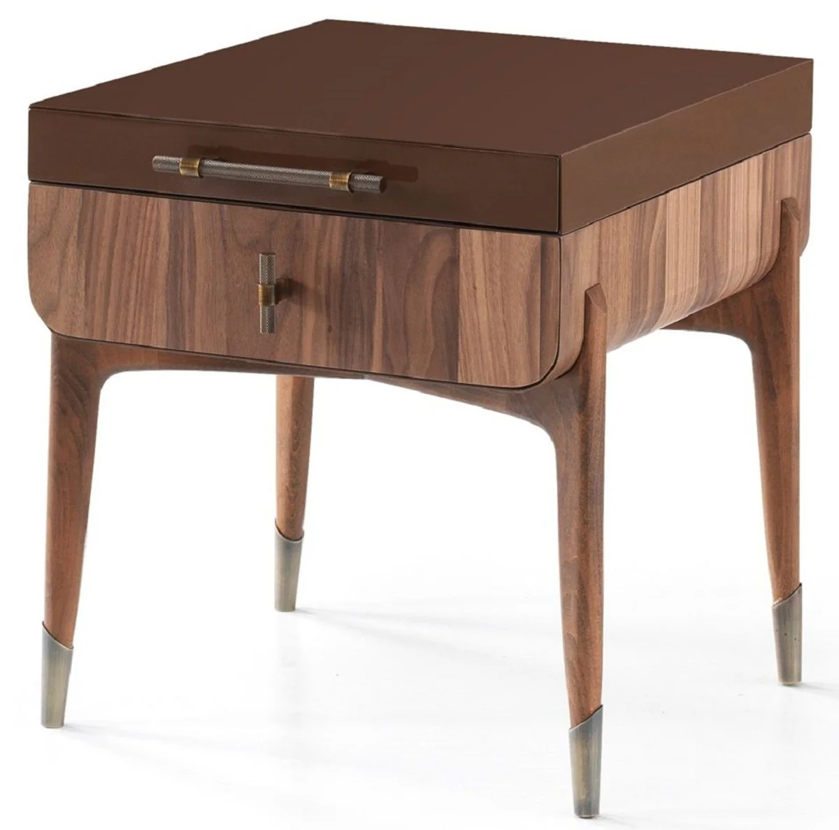 Luxury nightstand brown / dark brown 49 x 54 x H. 51 cm - Solid wood bedside table with 2 drawers - Bedroom furniture - Hotel furniture - Luxury furniture