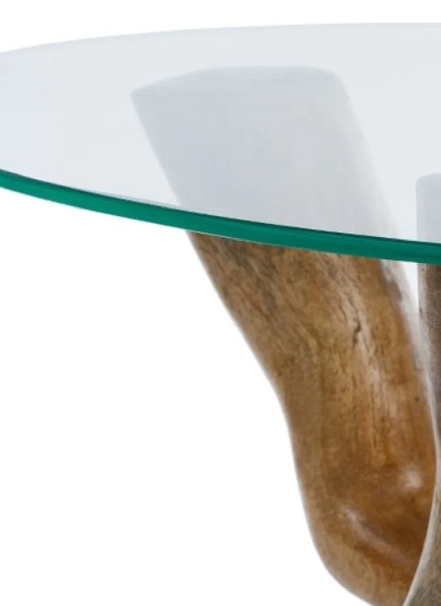 Luxury glass table brown Ø 60 x H. 48 cm - three-legged round living room table