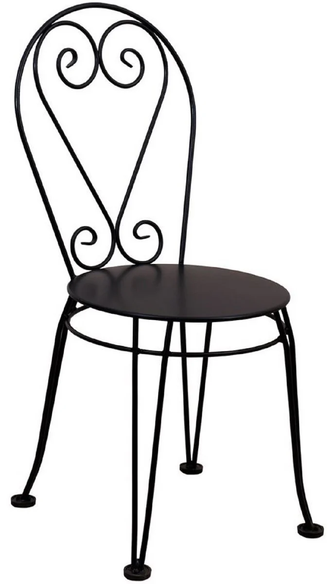 Art Nouveau garden chair set of 4 black 40 x 40 x H. 92 cm - Elegant wrought iron chairs - Nostalgic garden & catering furniture