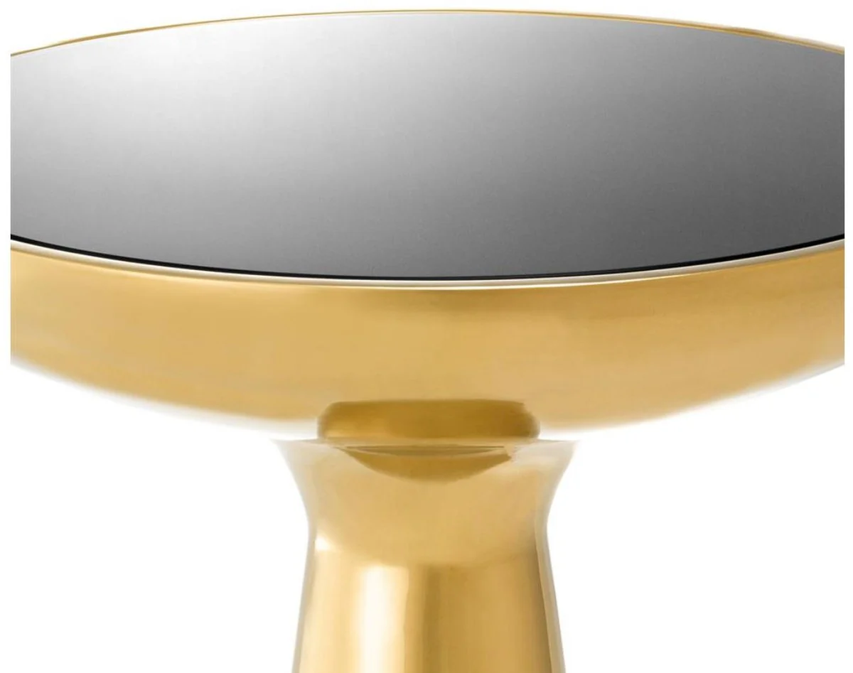 Luxury side table gold / black Ø 50 x H. 60 cm - round stainless steel table with glass top