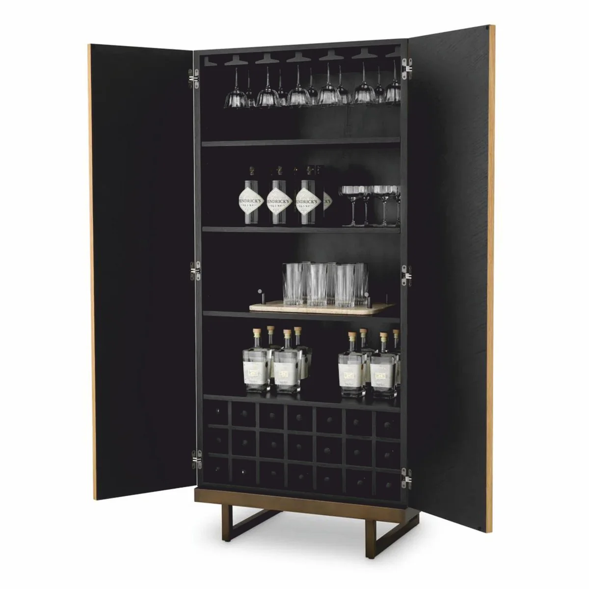 Luxury bar cabinet natural color / dark brown / bronze H. 175 cm - bar furniture