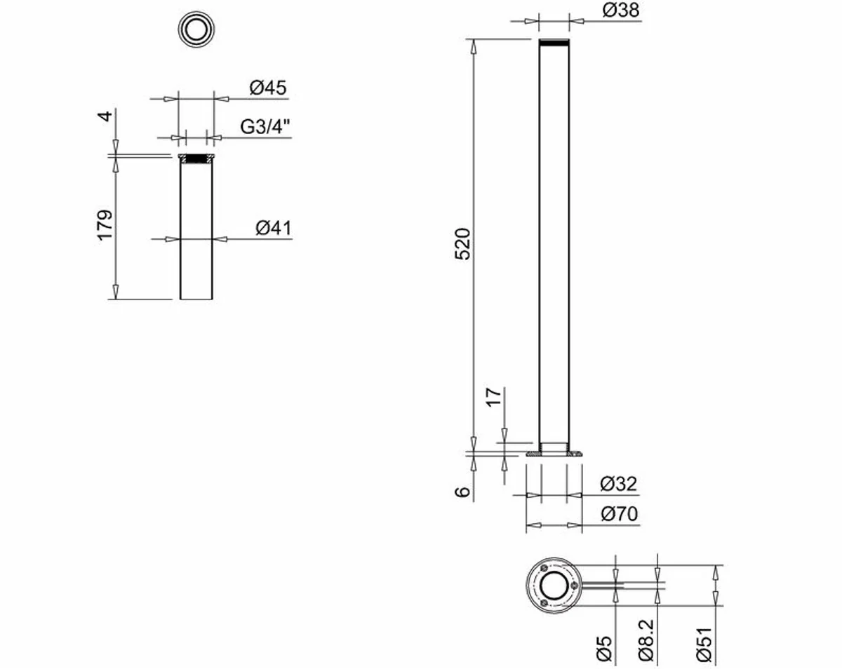 2 decorative chrome pipes for nostalgic bathtub natural stone freestanding 1700mm BCha