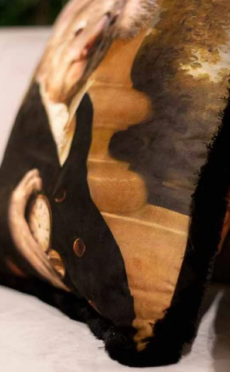 Luxury decorative cushion Sir Koala Bear multicolored / black 45 x 45 cm - printed velvet cushion with fringes - luxury quality