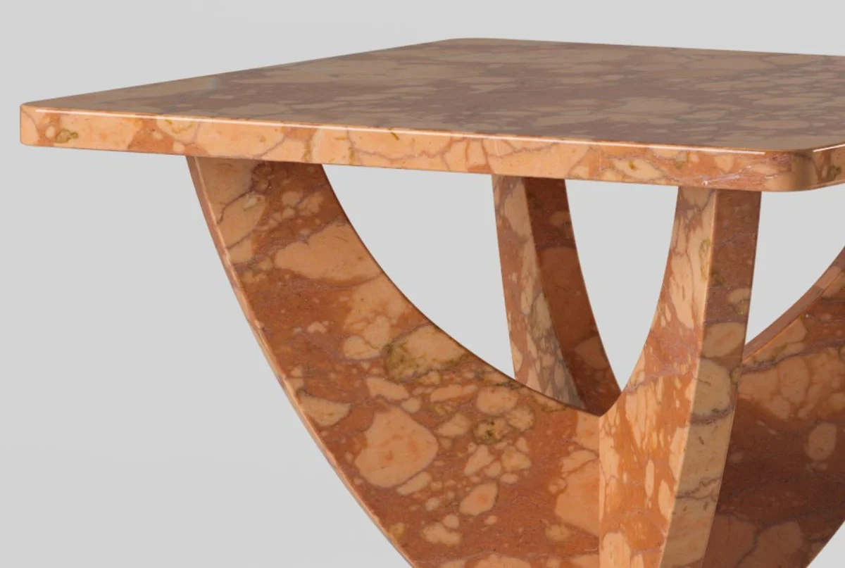 Luxury Rosso Verona marble side table terracotta colors 45 x 45 x H. 60 cm - living room furniture - luxury quality