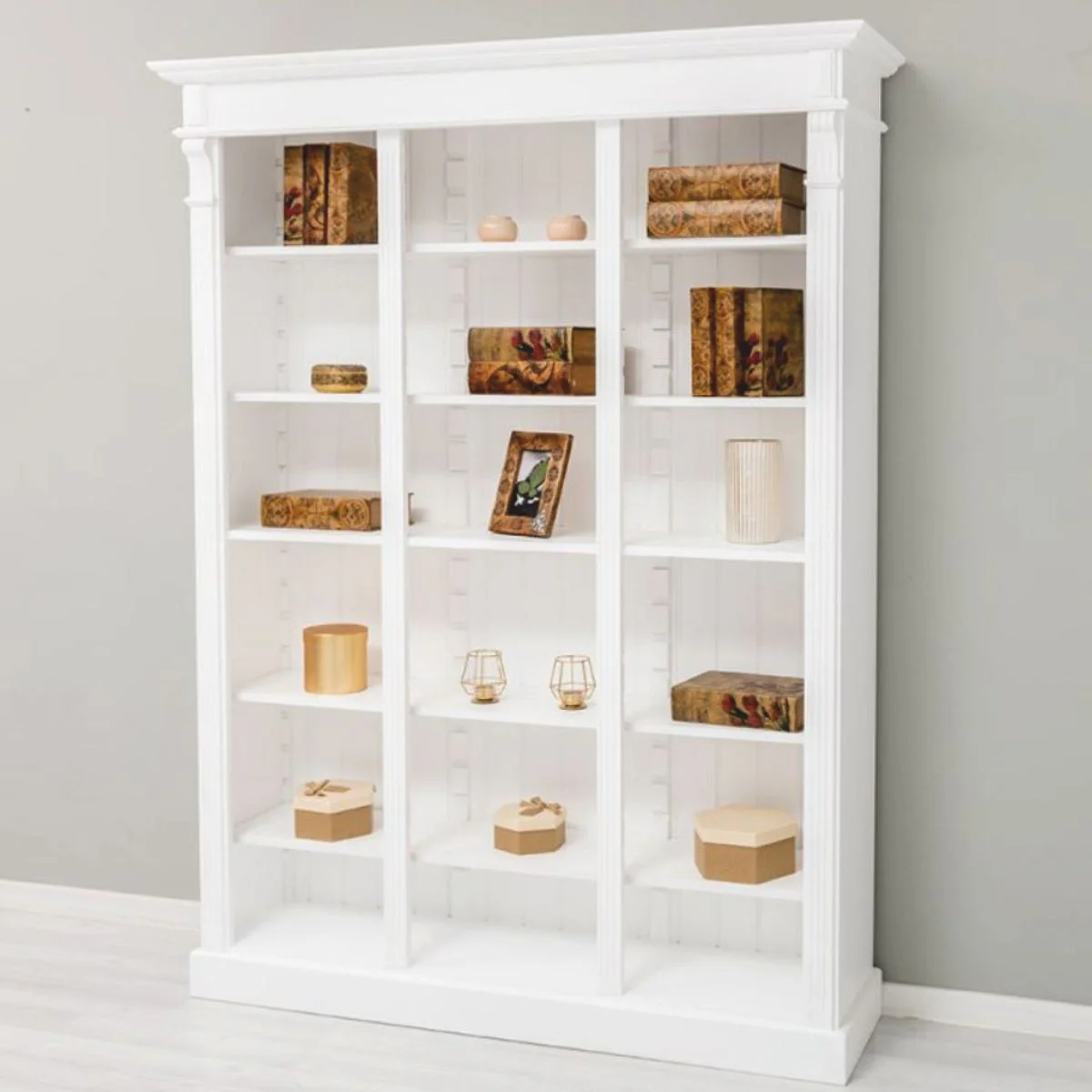 Country house style bookcase white 150 x 39 x H. 197 cm - country house style furniture