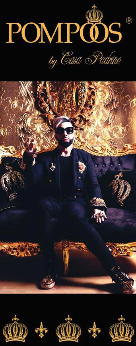 Harald Glööckler Pompöös cushion by - royal blue / gold crown with rhinestones - luxury decorative baroque decorative cushion