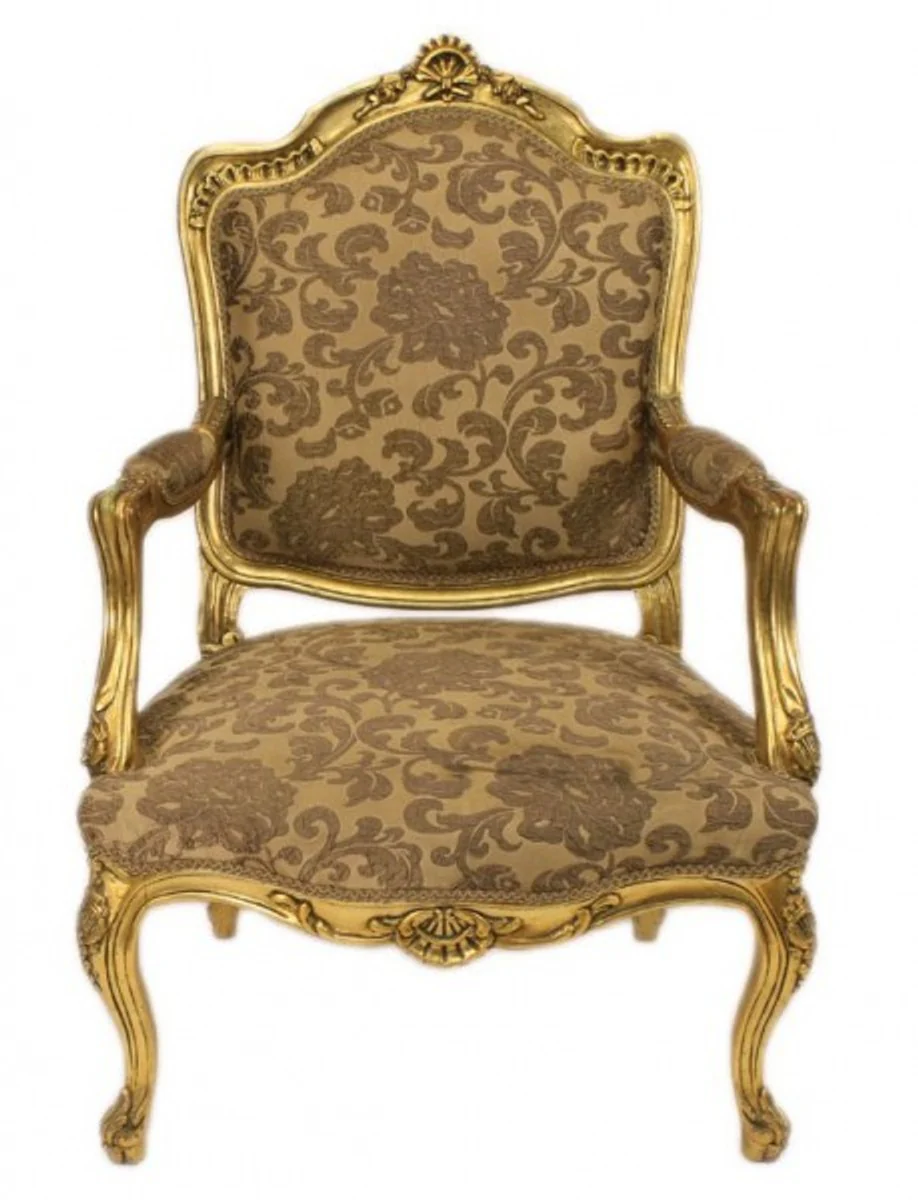 Baroque living room set Strassbourg gold pattern / antique style gold - sofa + 2 armchairs