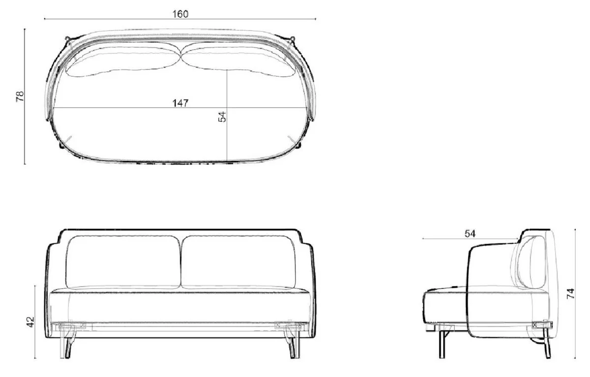 Luxury 2 seater sofa green / bronze 160 cm - living room & hotel furniture