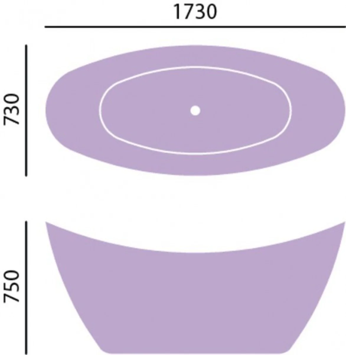 Art Deco bathtub freestanding gold model He-Hyl 1730mm - Freestanding retro antique art nouveau bathtub