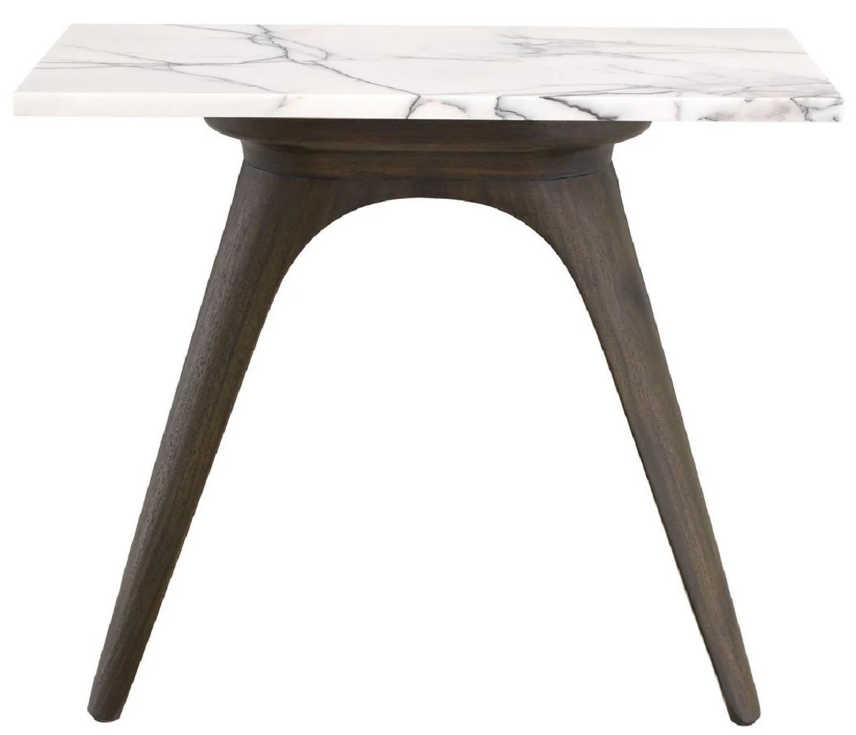 Luxury side table mocha / white-lilac 60 x 30 x H. 51 cm - Rectangular mahogany table with marble top - Living room furniture - Luxury furniture