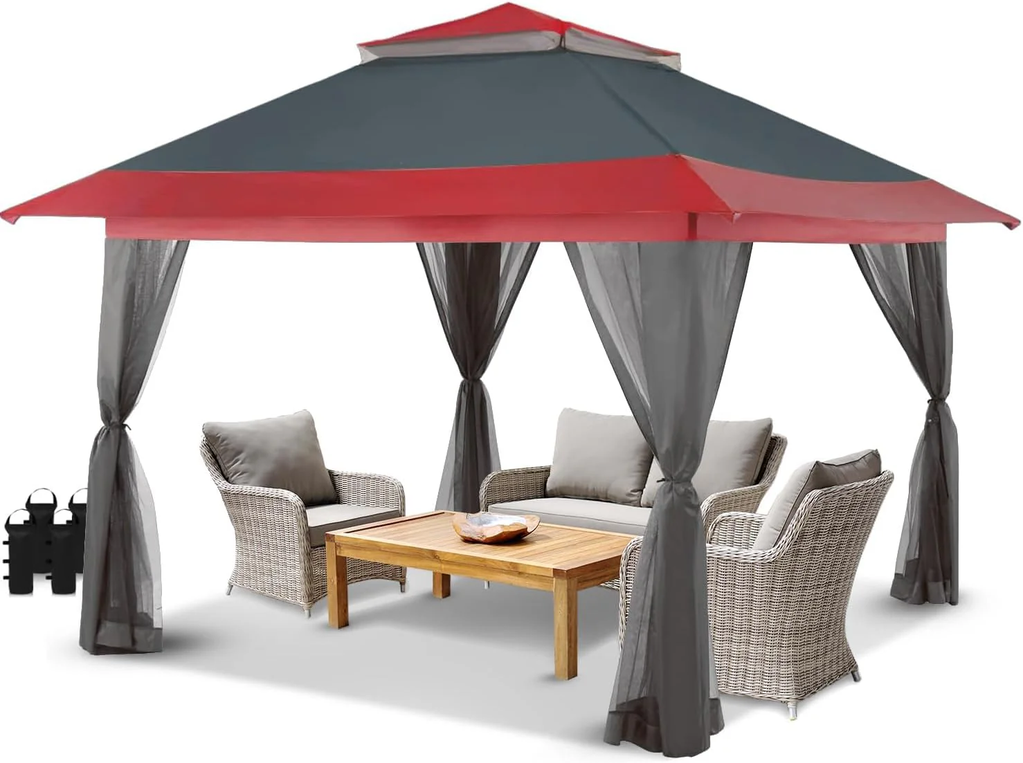 CROWN SHADES 13x13 Pop Up Gazebo, Canopy Tent, Gazebos on Clearance - Outdoor Gazebo for Backyard & Patio Furniture - Carpa Pop Up Tent with Wheeled STO-N-Go Cover Bag (White)