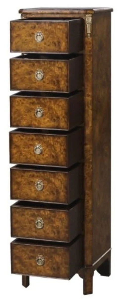Luxury Art Nouveau chest of drawers with 7 drawers brown 35 x 30 x H. 127 cm - luxury quality