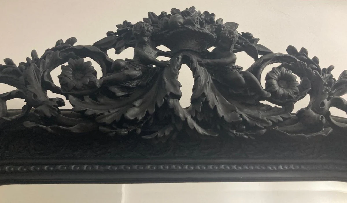 Baroque mirror black - magnificent wall mirror with elegant decorations - baroque style wall mirror - baroque wardrobe mirror - baroque furniture - noble and magnificent