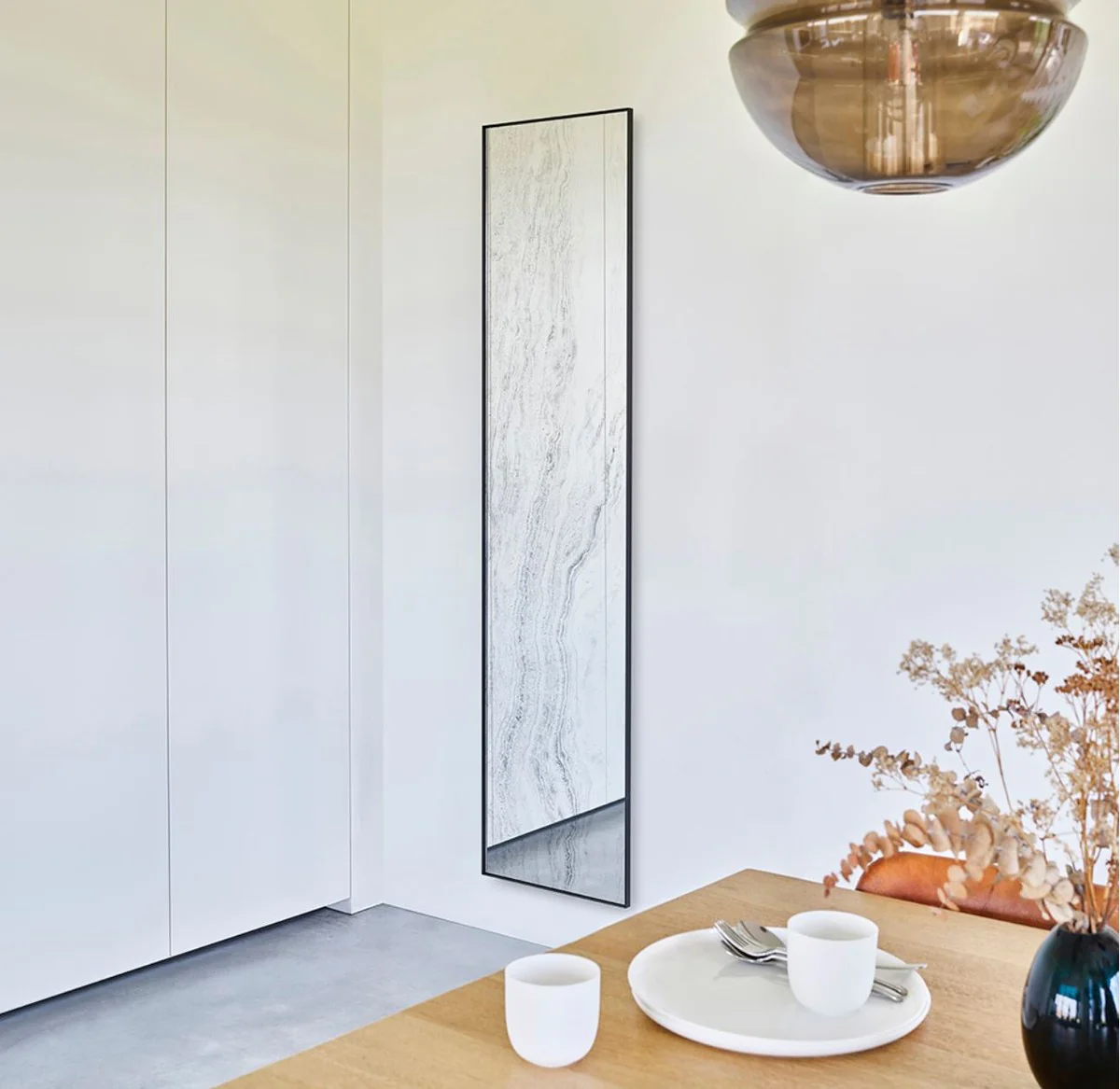 Designer wall mirror black 41 x 2 x H. 174 cm - living room mirror - bedroom mirror - bathroom mirror - cloakroom mirror - luxury collection