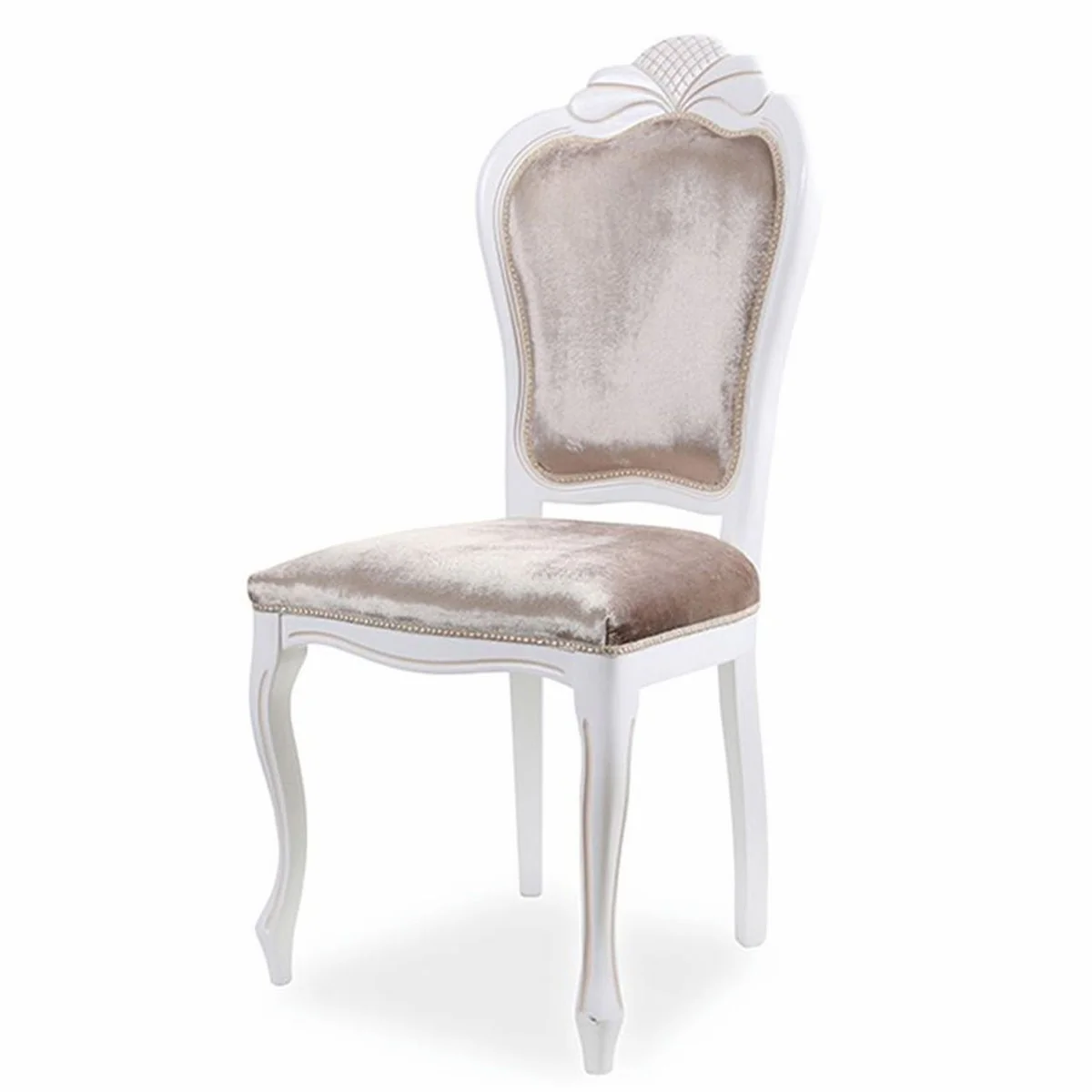 Luxury Baroque Velvet Dining Chair Set of 4 Gray / White - Baroque Furniture