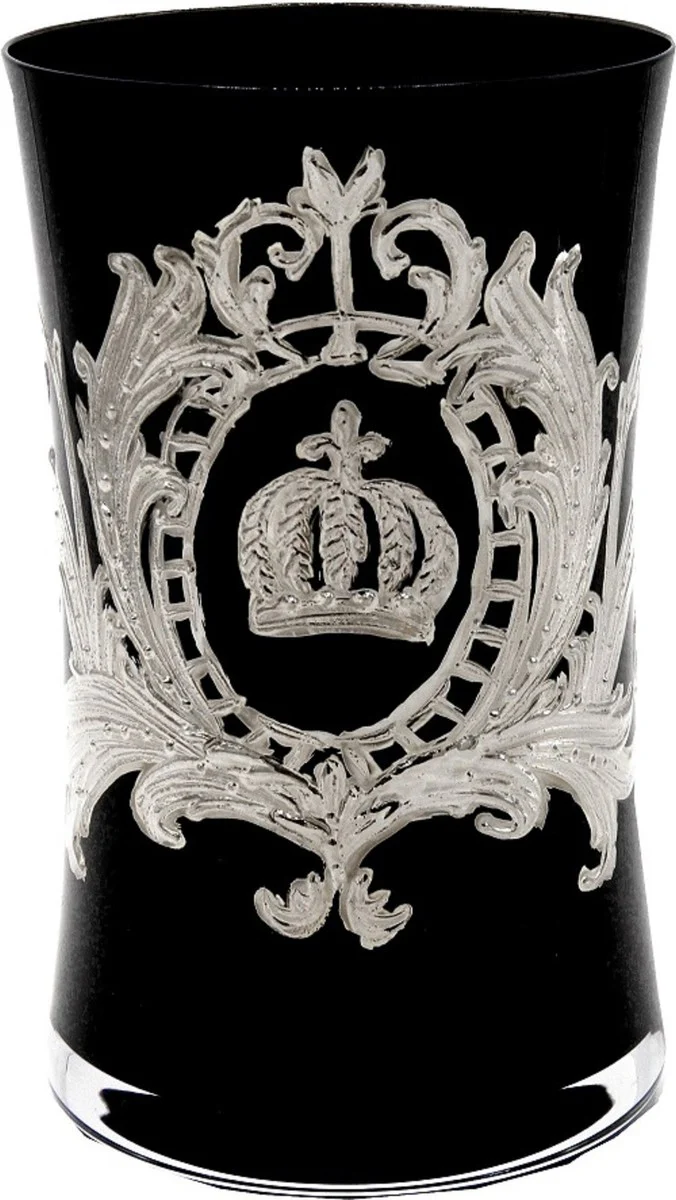 Pompöös by Luxus water glass set black / silver Ø 8 x H. 13 cm - water glasses with elegant platinum coating - Pompöös glasses designed by Harald Glööckler