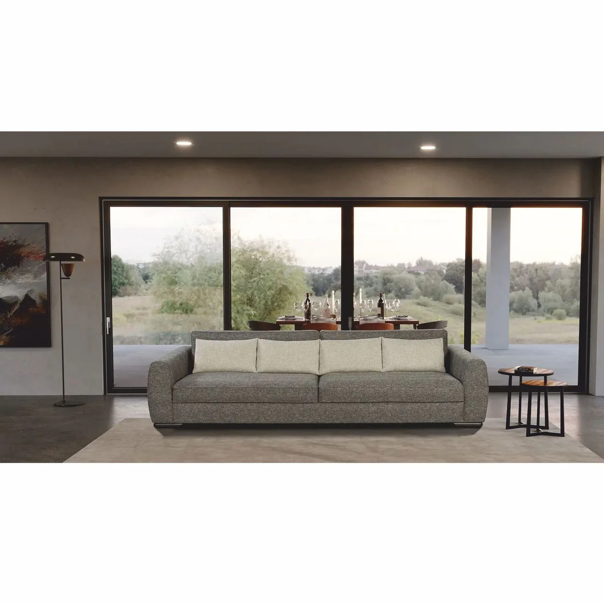 Luxury Sofa Gray / Black 337 cm - Luxury Living Room & Hotel Furniture