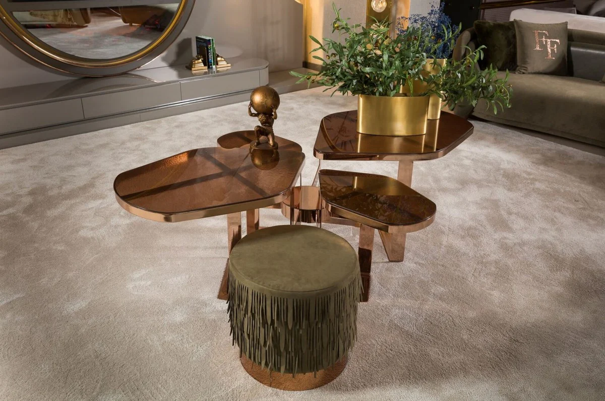 Luxury coffee table copper 175 x 120 x H. 55 cm - Living room table with glass tops - Living room furniture - Hotel furniture - Luxury furniture - Luxury collection