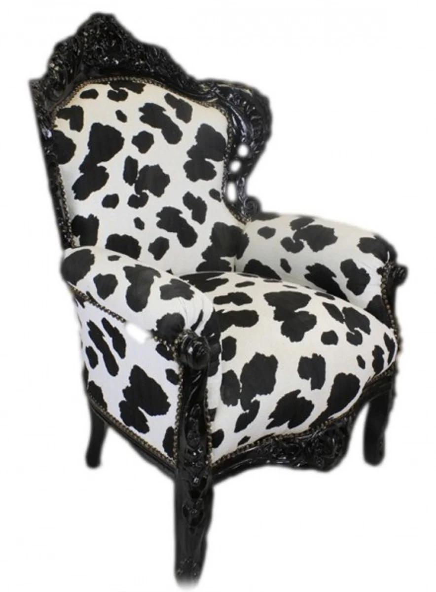 Baroque Armchair King Cow Pattern Black White / Black - Furniture