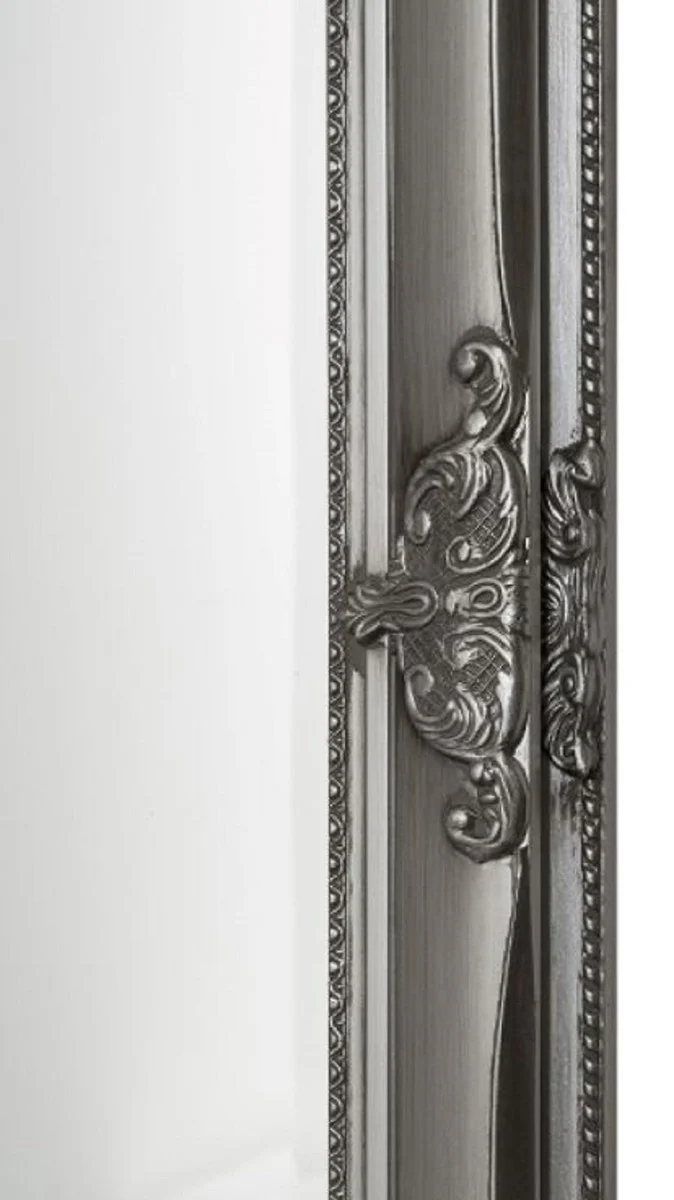 Baroque wall mirror silver 72 x H. 132 cm - Handcrafted baroque mirror with wooden frame and beautiful decorations