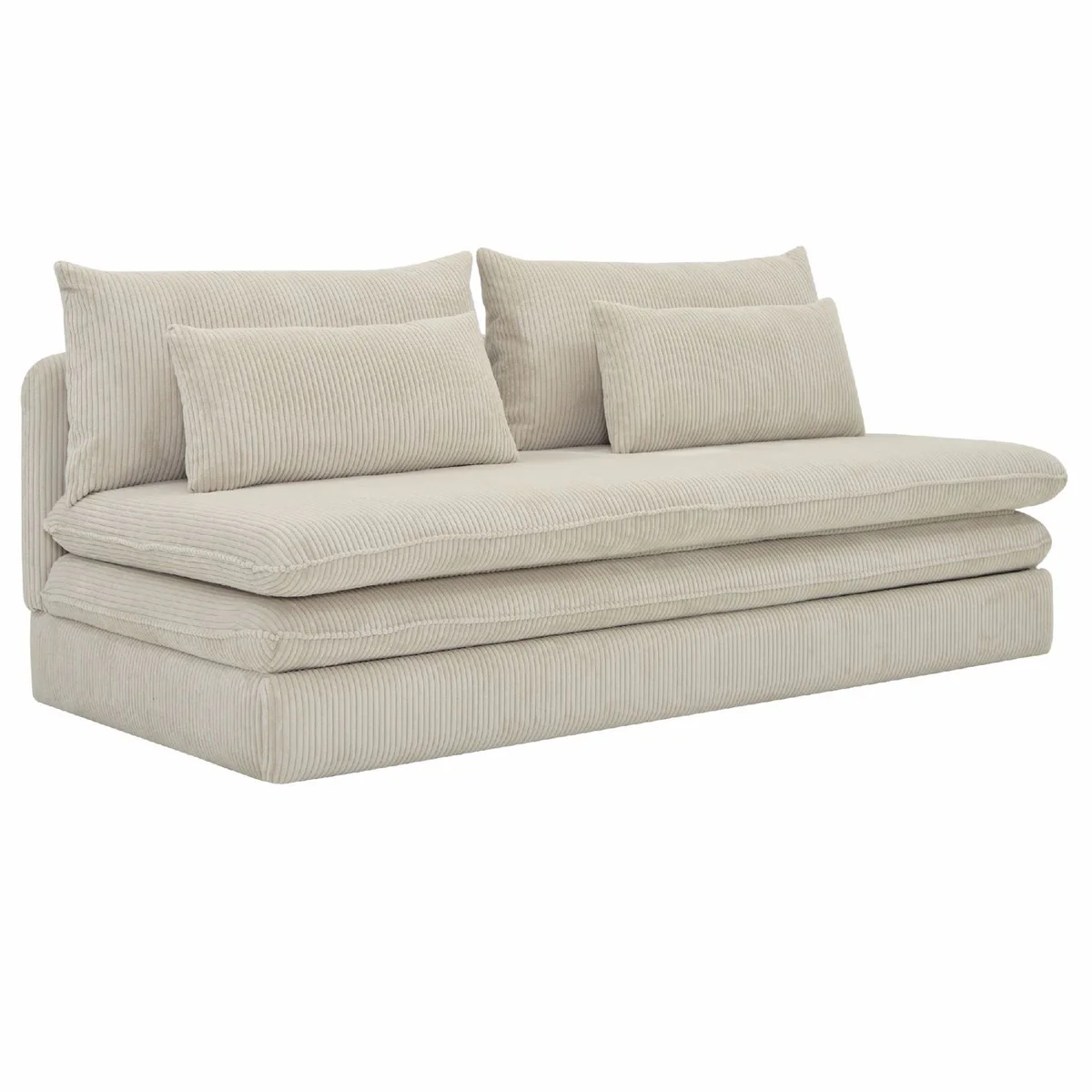 Sofa bed light beige 190 cm - fold-out living room sofa