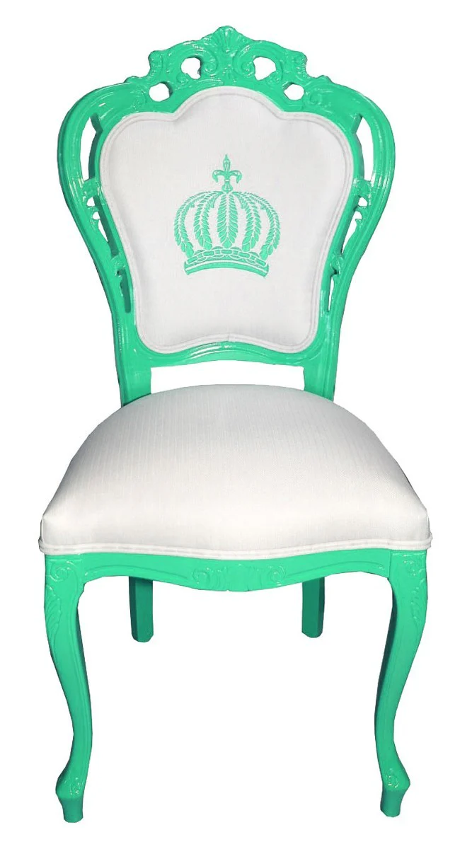 Pompöös by Luxury Baroque Dining Room Chairs White / Green - Pompöös Baroque Chairs designed by Harald Glööckler - 4 Dining Room Chairs - Baroque Furniture