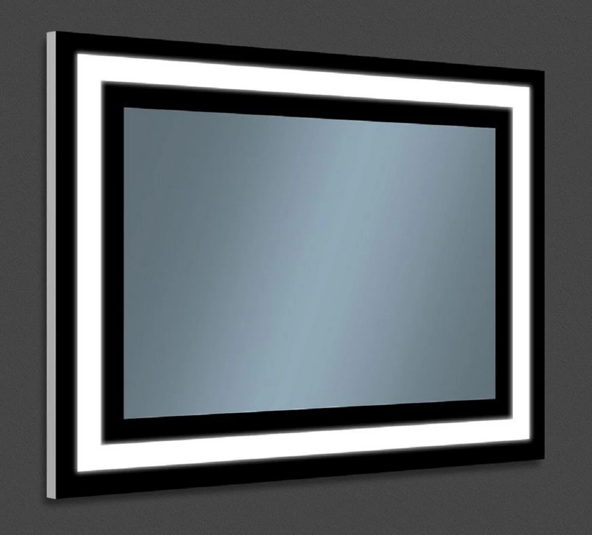 Luxury bathroom mirror black 80 x 2.8 x H. 60 cm - Rectangular wall mirror with LED lighting - Bathroom furniture - Bathroom accessories - Luxury furniture