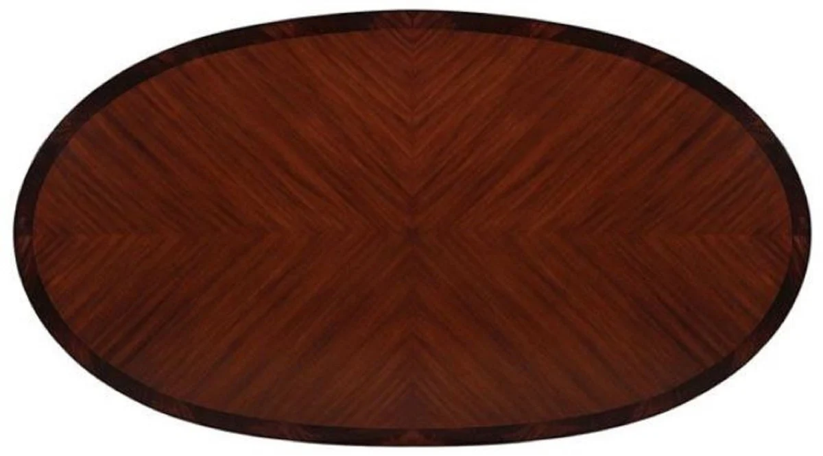 Luxury baroque dining table dark brown / white / gold 207 x 114 x H. 78 cm - Oval mahogany kitchen table - Baroque dining room furniture - Luxury quality