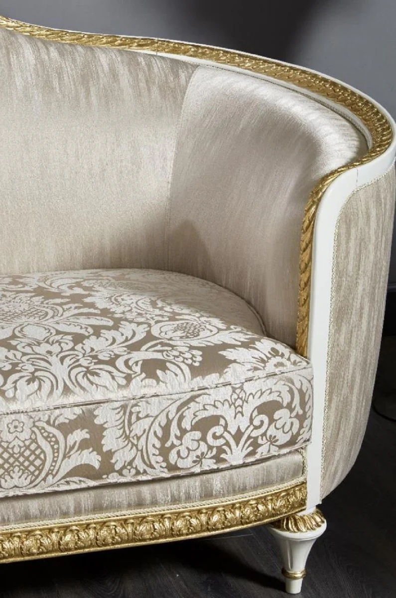 Luxury Baroque Sofa Gold / White / Gold - Magnificent Living Room Sofa - Baroque Style Living Room Furniture - Luxury Furniture in Baroque Style - Baroque Furnishings - Noble & Magnificent