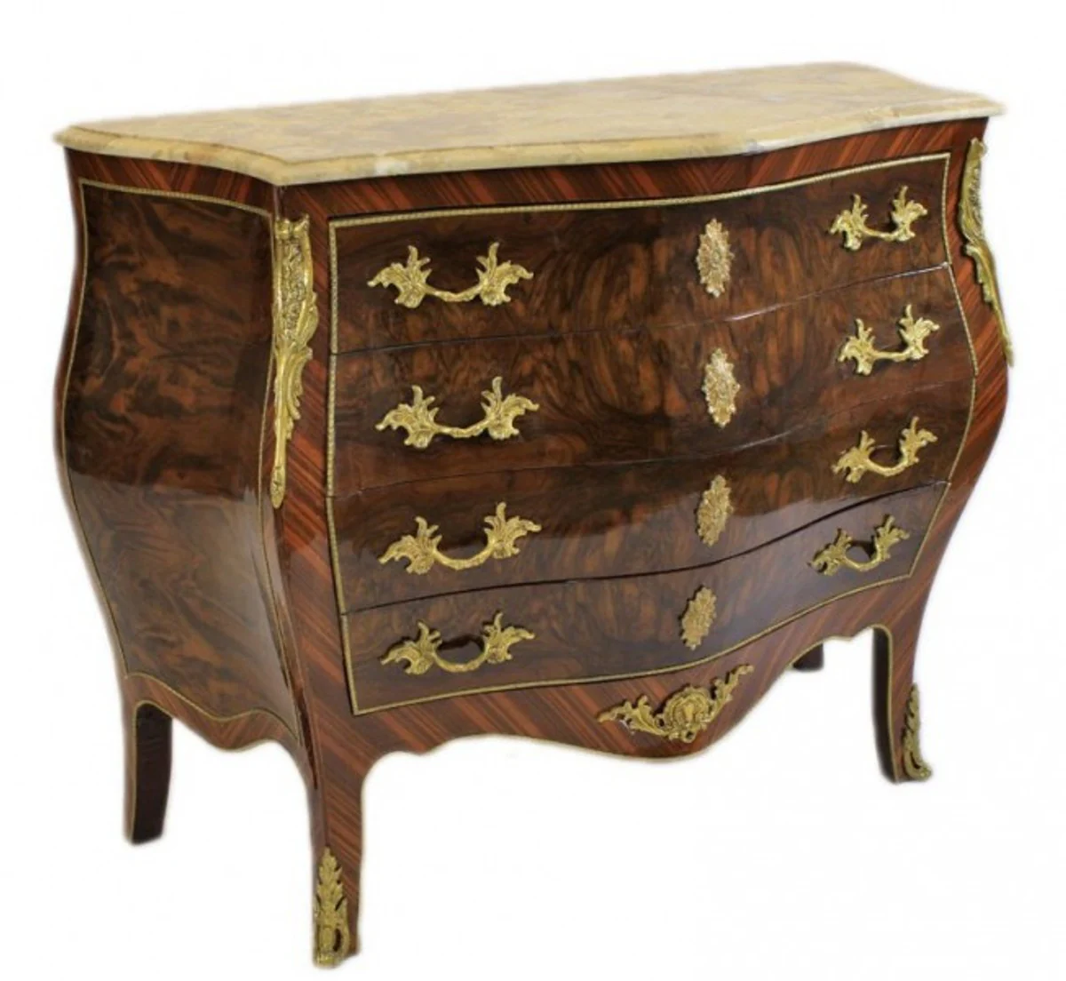 Baroque chest of drawers brown with cream marble top - Bombay Empire chest of drawers