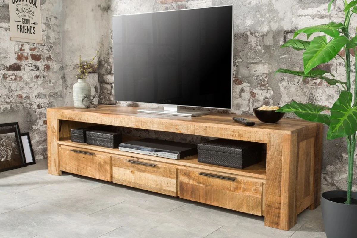 Designer TV cabinet natural W.170cm x H.45cm x D.45cm - sideboard - chest of drawers - handmade from solid mango wood!