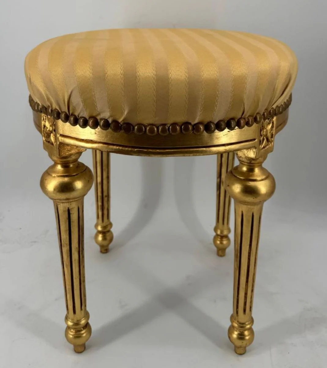 Baroque stool gold / antique gold H. 53 cm - Round baroque style stool