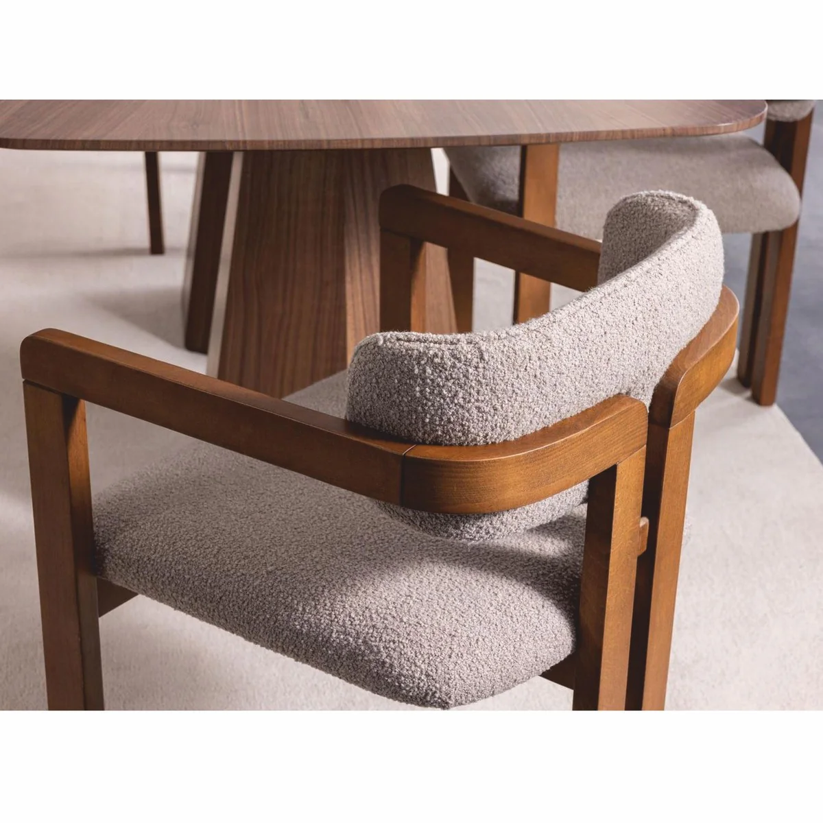 Luxury dining room chair set of 6 with armrests gray / brown - dining room furniture