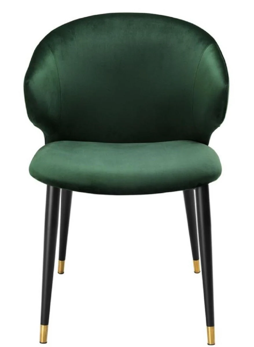 Luxury dining room chair with armrests dark green / black / gold 57 x 66 x H. 83 cm - dining room furniture
