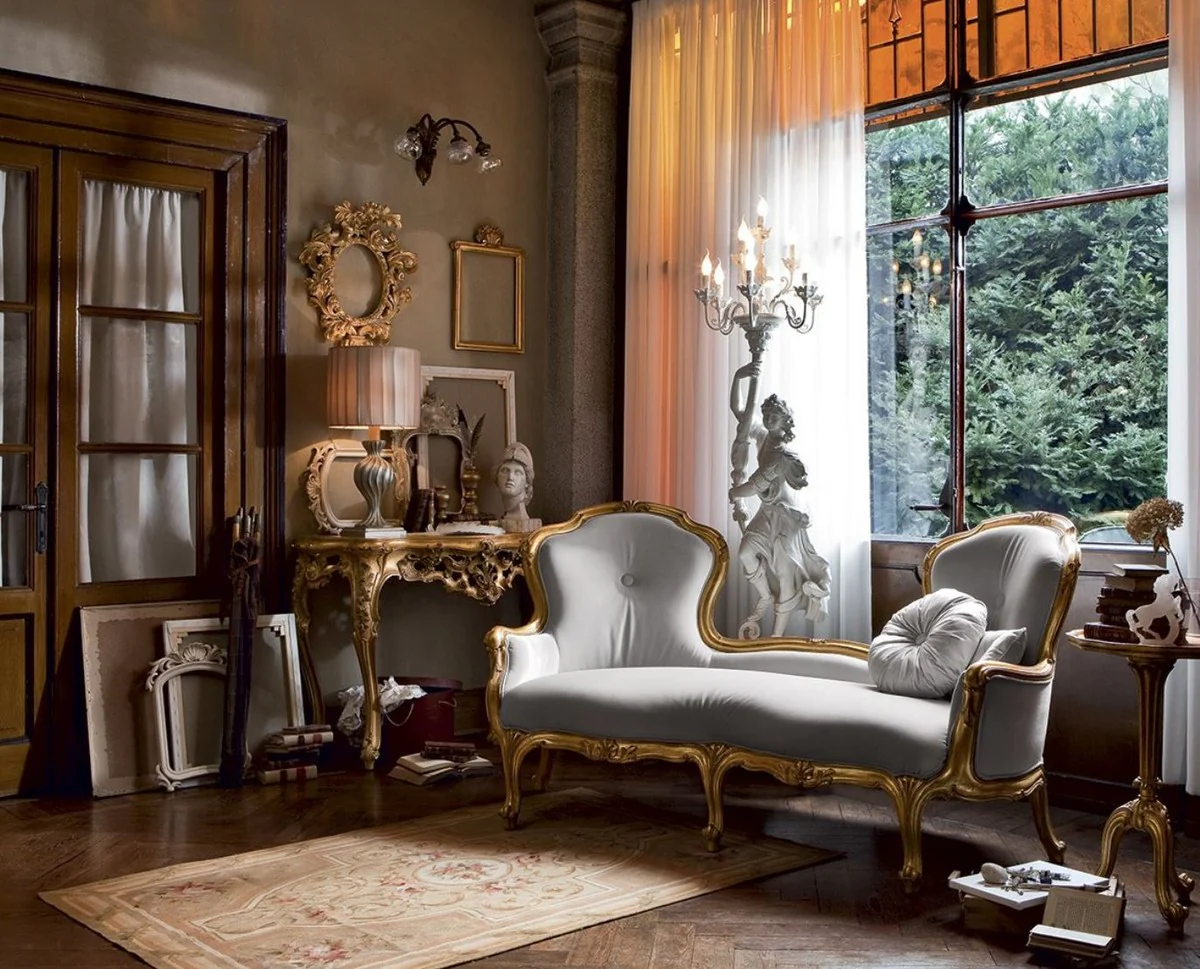 Luxury Baroque Sofa Gray / Gold - Magnificent Baroque Style Living Room Sofa - Luxury Living Room Furniture in Baroque Style - Baroque Furniture - Luxury Quality - Made in Italy