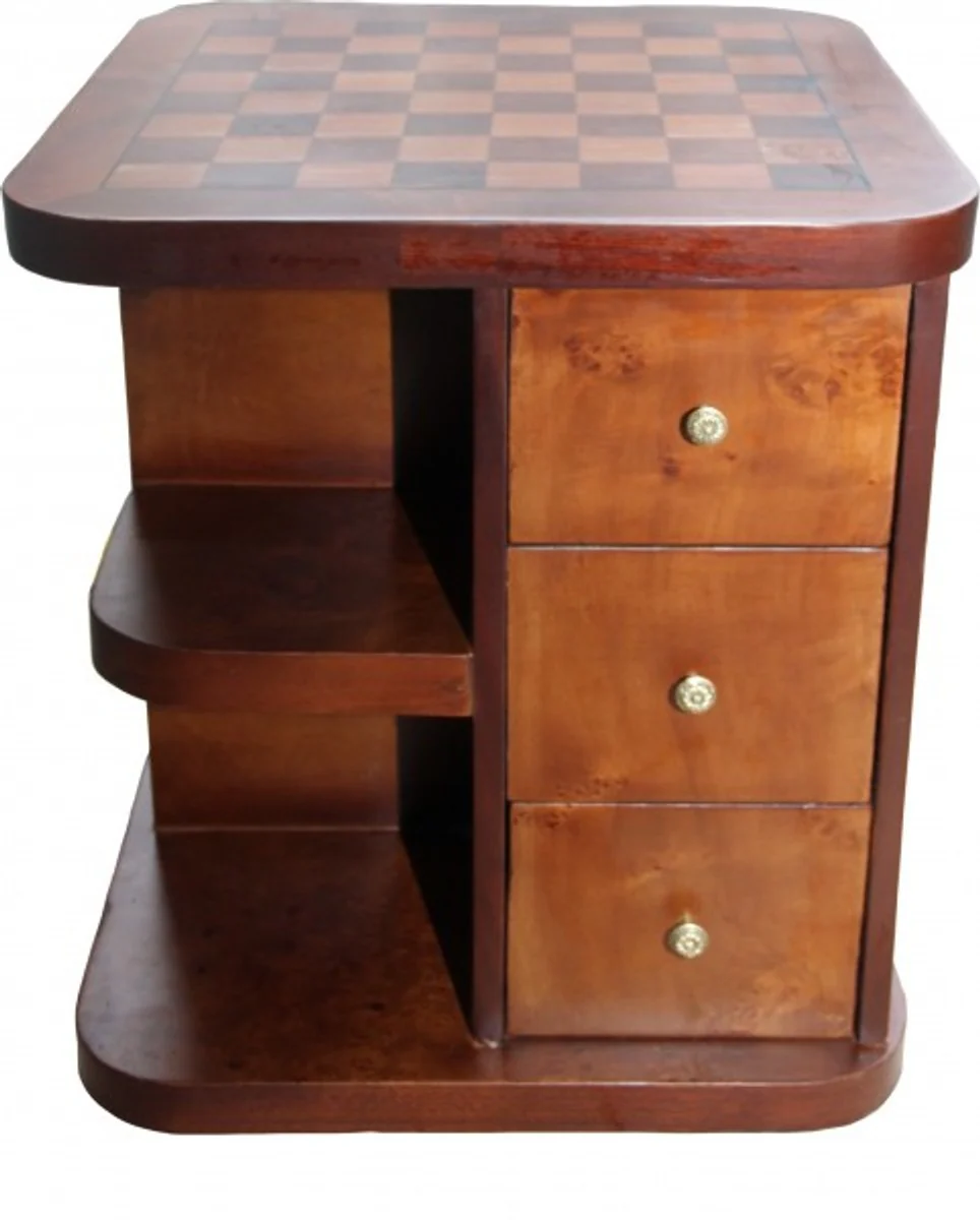 Art Deco game table chess / checkers mahogany Mod2 L 50 x W 50 x H 55 cm - furniture antique style baroque