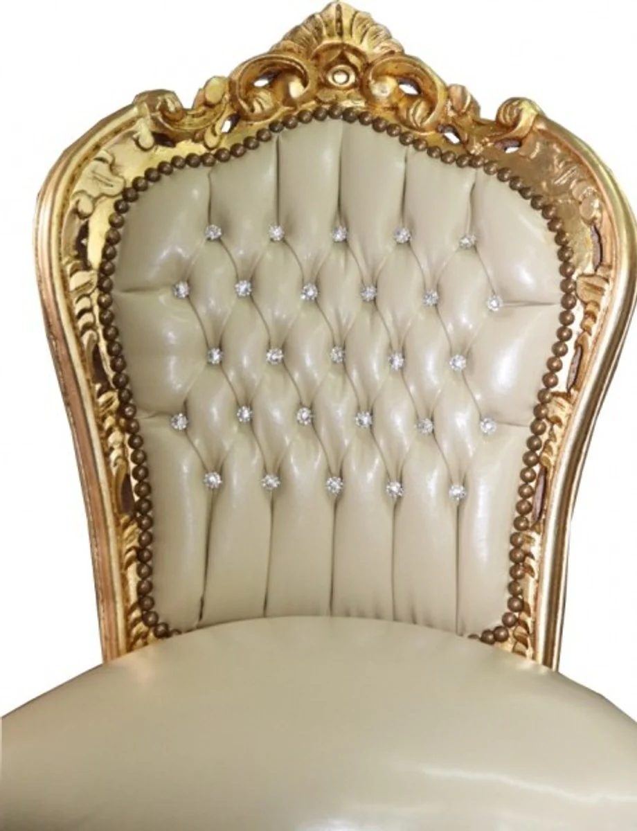 Baroque dining chair cream / gold with bling bling glitter stones - Limited Edition