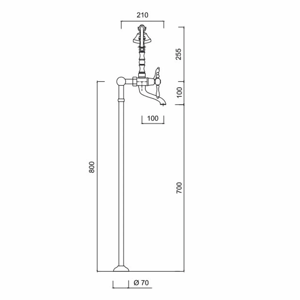 Art Nouveau bath mixer H. 105.5 cm - Various colors - Made in Italy